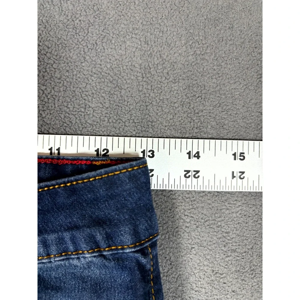 VIP Jeans Women 1/2 Blue Denim Medium Wash 5-Pockets Whiskered Skinny Leg Grunge